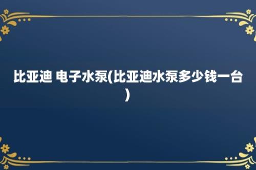 比亚迪 电子水泵(比亚迪水泵多少钱一台)