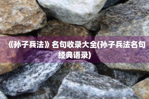 《孙子兵法》名句收录大全(孙子兵法名句经典语录)