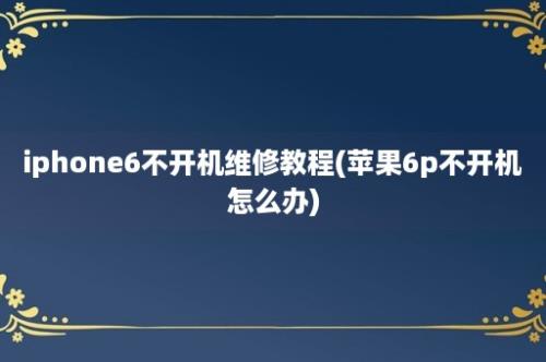 iphone6不开机维修教程(苹果6p不开机怎么办)