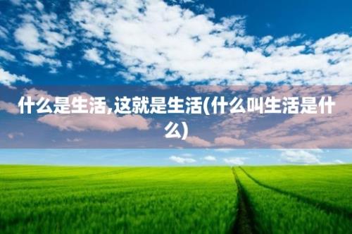 什么是生活,这就是生活(什么叫生活是什么)