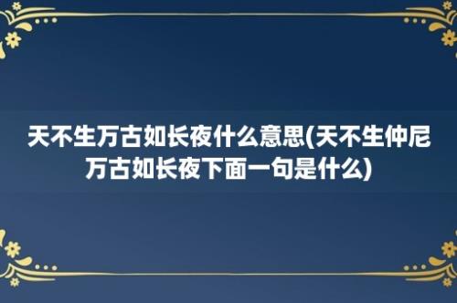 天不生万古如长夜什么意思(天不生仲尼万古如长夜下面一句是什么)