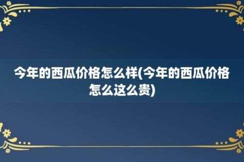 今年的西瓜价格怎么样(今年的西瓜价格怎么这么贵)