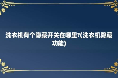 洗衣机有个隐藏开关在哪里?(洗衣机隐藏功能)