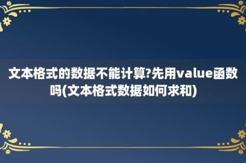 文本格式的数据不能计算?先用value函数吗(文本格式数据如何求和)