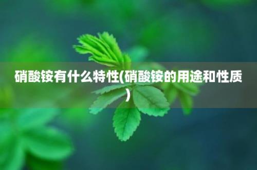 硝酸铵有什么特性(硝酸铵的用途和性质)