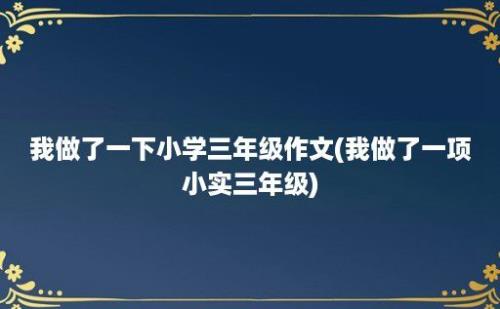 我做了一下小学三年级作文(我做了一项小实三年级)