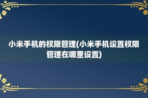 小米手机的权限管理(小米手机设置权限管理在哪里设置)