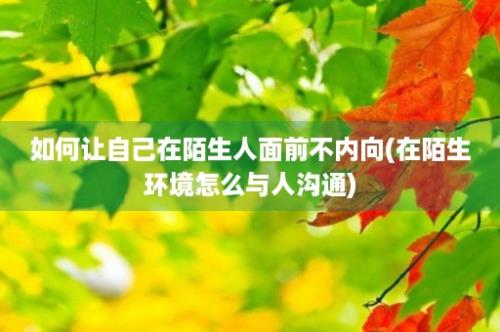 如何让自己在陌生人面前不内向(在陌生环境怎么与人沟通)