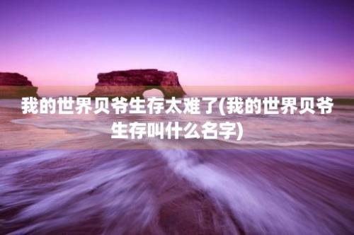 我的世界贝爷生存太难了(我的世界贝爷生存叫什么名字)