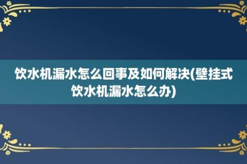 饮水机漏水怎么回事及如何解决(壁挂式饮水机漏水怎么办)