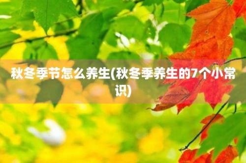 秋冬季节怎么养生(秋冬季养生的7个小常识)