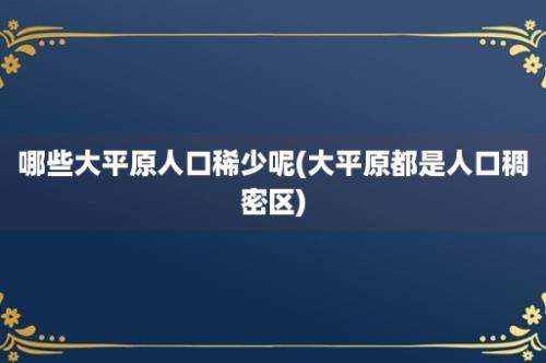 哪些大平原人口稀少呢(大平原都是人口稠密区)