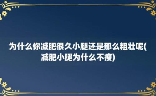 为什么你减肥很久小腿还是那么粗壮呢(减肥小腿为什么不瘦)