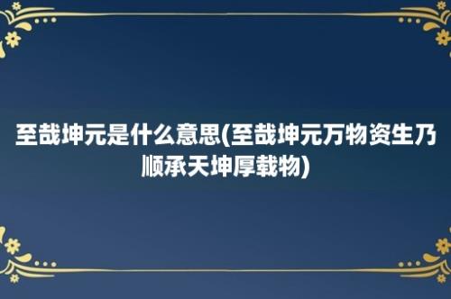 至哉坤元是什么意思(至哉坤元万物资生乃顺承天坤厚载物)