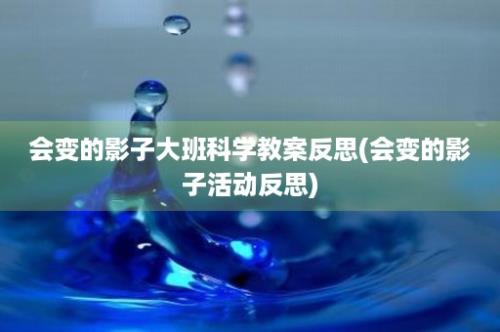 会变的影子大班科学教案反思(会变的影子活动反思)