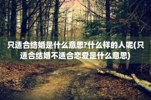 只适合结婚是什么意思?什么样的人呢(只适合结婚不适合恋爱是什么意思)