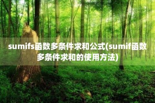 sumifs函数多条件求和公式(sumif函数多条件求和的使用方法)