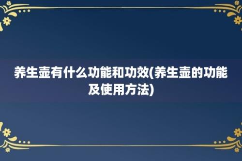 养生壶有什么功能和功效(养生壶的功能及使用方法)