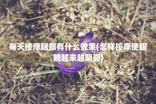 每天按摩眼部有什么效果(怎样按摩使眼睛越来越明亮)