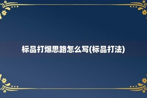 标品打爆思路怎么写(标品打法)