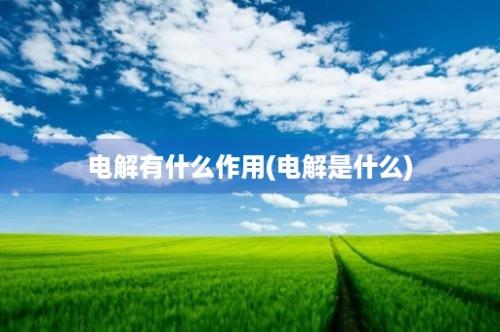 电解有什么作用(电解是什么)