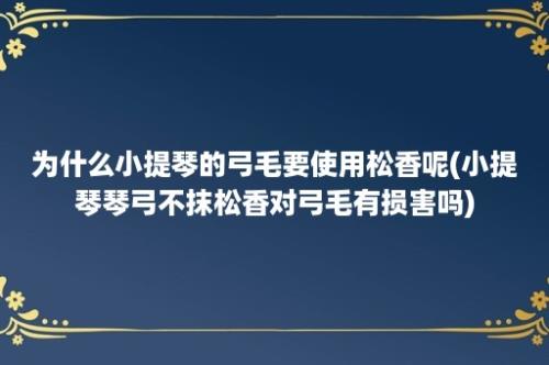 为什么小提琴的弓毛要使用松香呢(小提琴琴弓不抹松香对弓毛有损害吗)