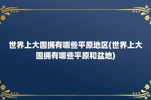 世界上大国拥有哪些平原地区(世界上大国拥有哪些平原和盆地)