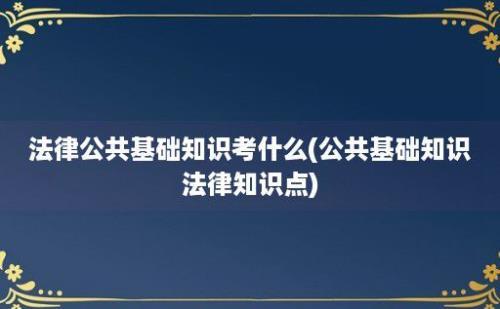 法律公共基础知识考什么(公共基础知识法律知识点)