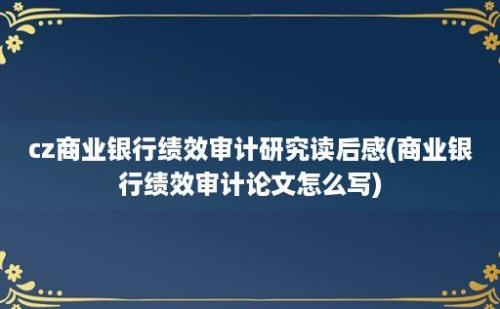 cz商业银行绩效审计研究读后感(商业银行绩效审计论文怎么写)