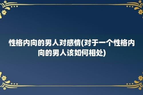 性格内向的男人对感情(对于一个性格内向的男人该如何相处)