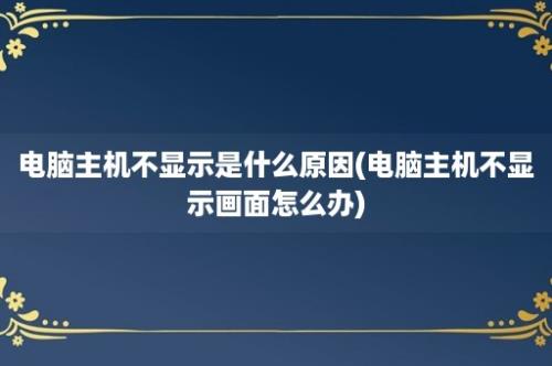 电脑主机不显示是什么原因(电脑主机不显示画面怎么办)