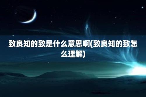 致良知的致是什么意思啊(致良知的致怎么理解)