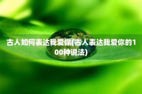 古人如何表达我爱你(古人表达我爱你的100种说法)