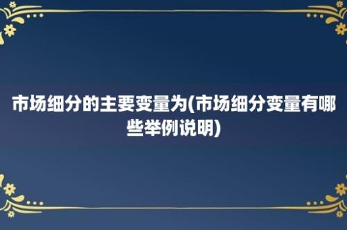 市场细分的主要变量为(市场细分变量有哪些举例说明)