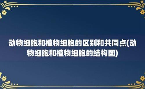 动物细胞和植物细胞的区别和共同点(动物细胞和植物细胞的结构图)