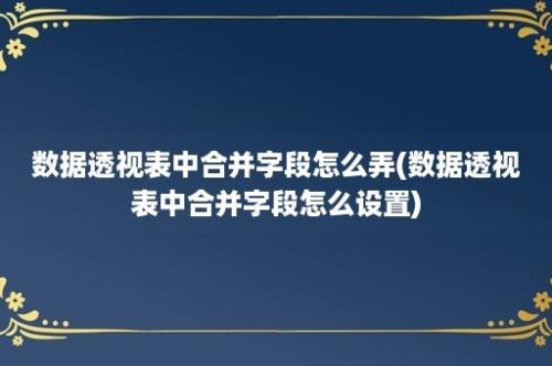 数据透视表中合并字段怎么弄(数据透视表中合并字段怎么设置)