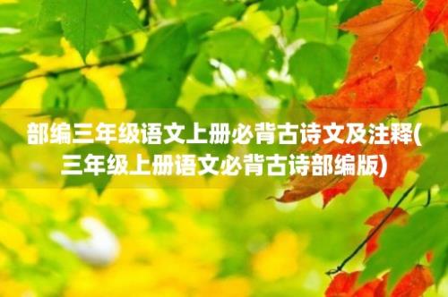 部编三年级语文上册必背古诗文及注释(三年级上册语文必背古诗部编版)