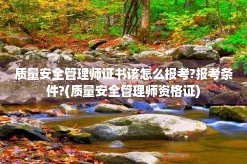 质量安全管理师证书该怎么报考?报考条件?(质量安全管理师资格证)