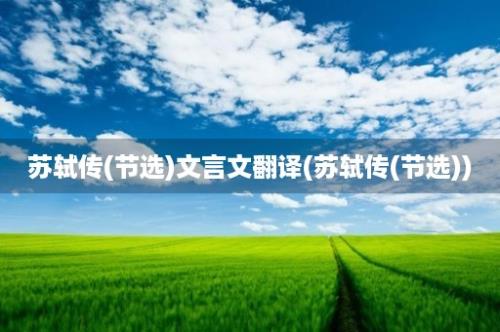 苏轼传(节选)文言文翻译(苏轼传(节选))