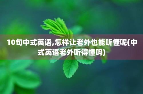 10句中式英语,怎样让老外也能听懂呢(中式英语老外听得懂吗)