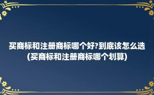 买商标和注册商标哪个好?到底该怎么选(买商标和注册商标哪个划算)