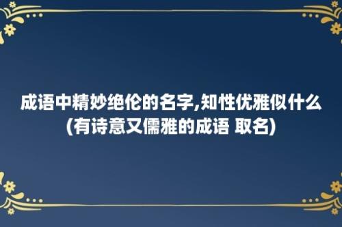 成语中精妙绝伦的名字,知性优雅似什么(有诗意又儒雅的成语 取名)