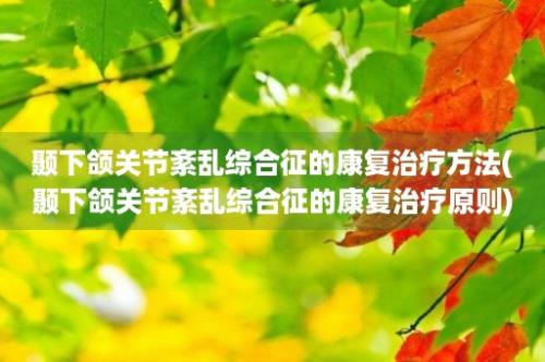 颞下颌关节紊乱综合征的康复治疗方法(颞下颌关节紊乱综合征的康复治疗原则)