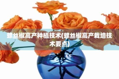 螺丝椒高产种植技术(螺丝椒高产栽培技术要点)