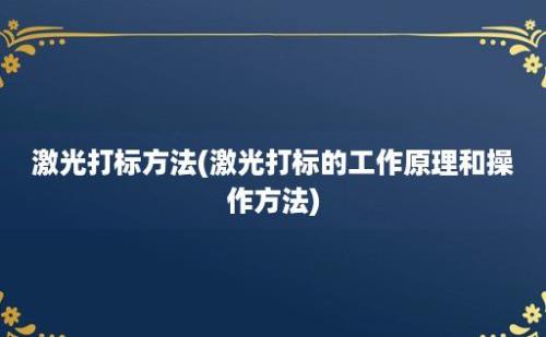 激光打标方法(激光打标的工作原理和操作方法)