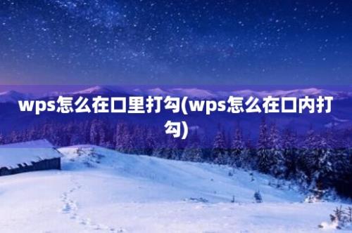 wps怎么在口里打勾(wps怎么在口内打勾)