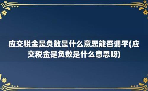 应交税金是负数是什么意思能否调平(应交税金是负数是什么意思呀)