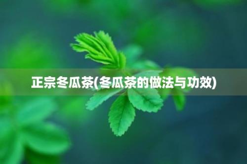 正宗冬瓜茶(冬瓜茶的做法与功效)