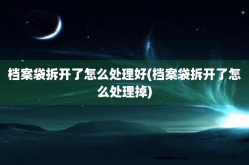 档案袋拆开了怎么处理好(档案袋拆开了怎么处理掉)