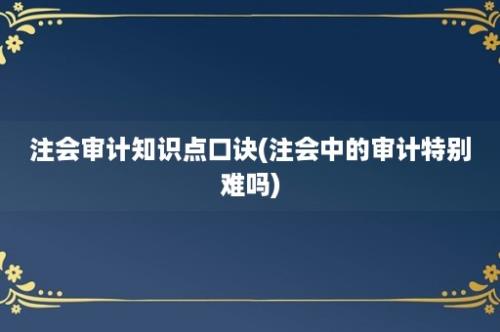 注会审计知识点口诀(注会中的审计特别难吗)